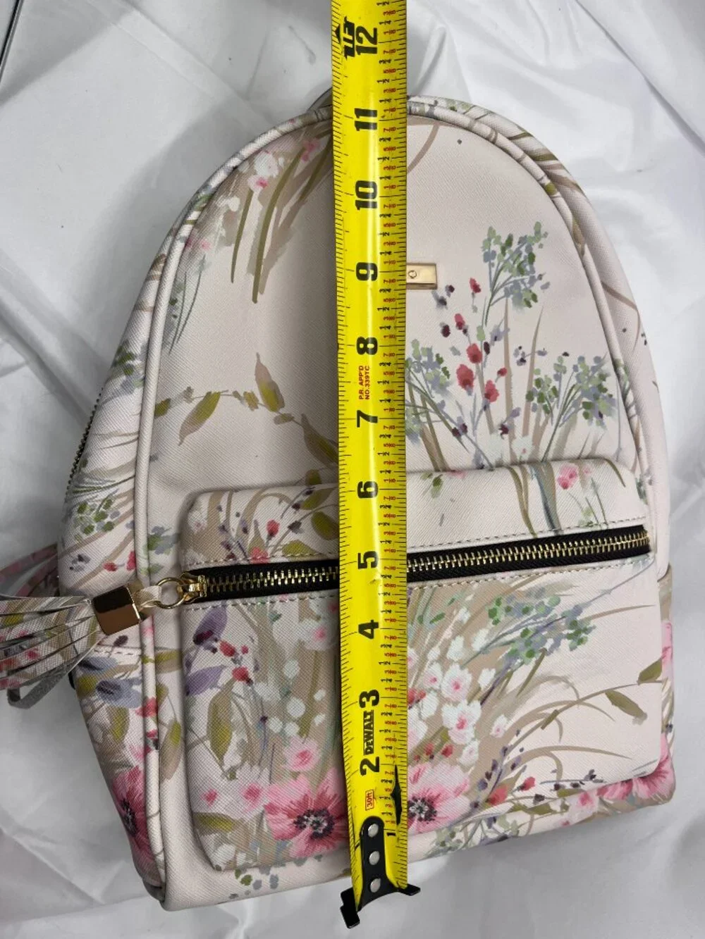 ALDO Floral Backpack Gold Chain Straps Tassel Pink Botanical Purse